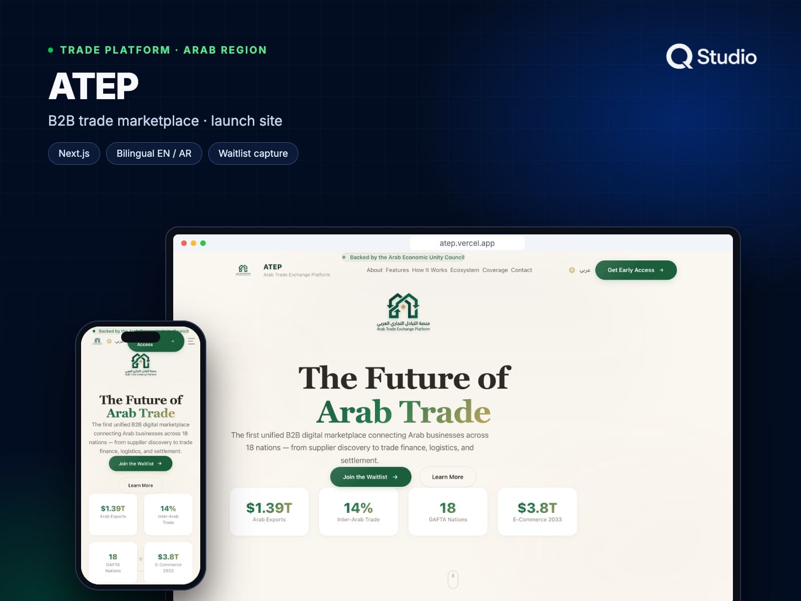 ATEP: B2B trade marketplace · launch site